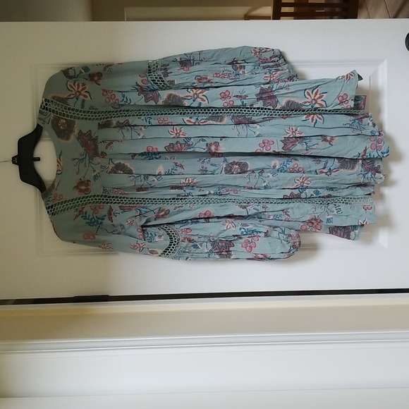 Free People Just The Two Of Us Printed Floral Lace Inset Tunic Dress, S - Picture 7 of 15